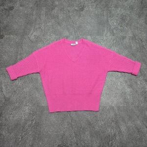Noisy May Vneck Chevron Knit Pink  Sweater Size Medium Acrylic